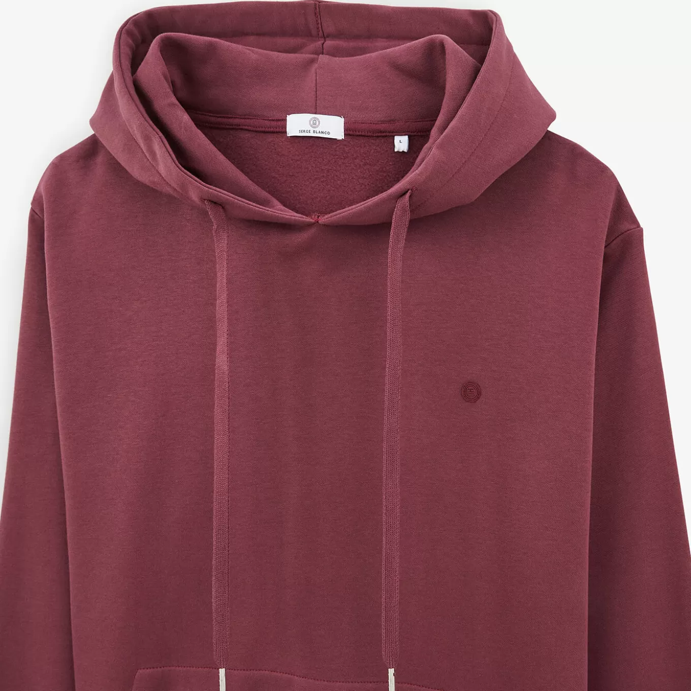 burgundy_red_brushed_fleece_hoodie_3.webp SERGE BLANCO® Sweatshirts^Burgundy Red Brushed Fleece Hoodie