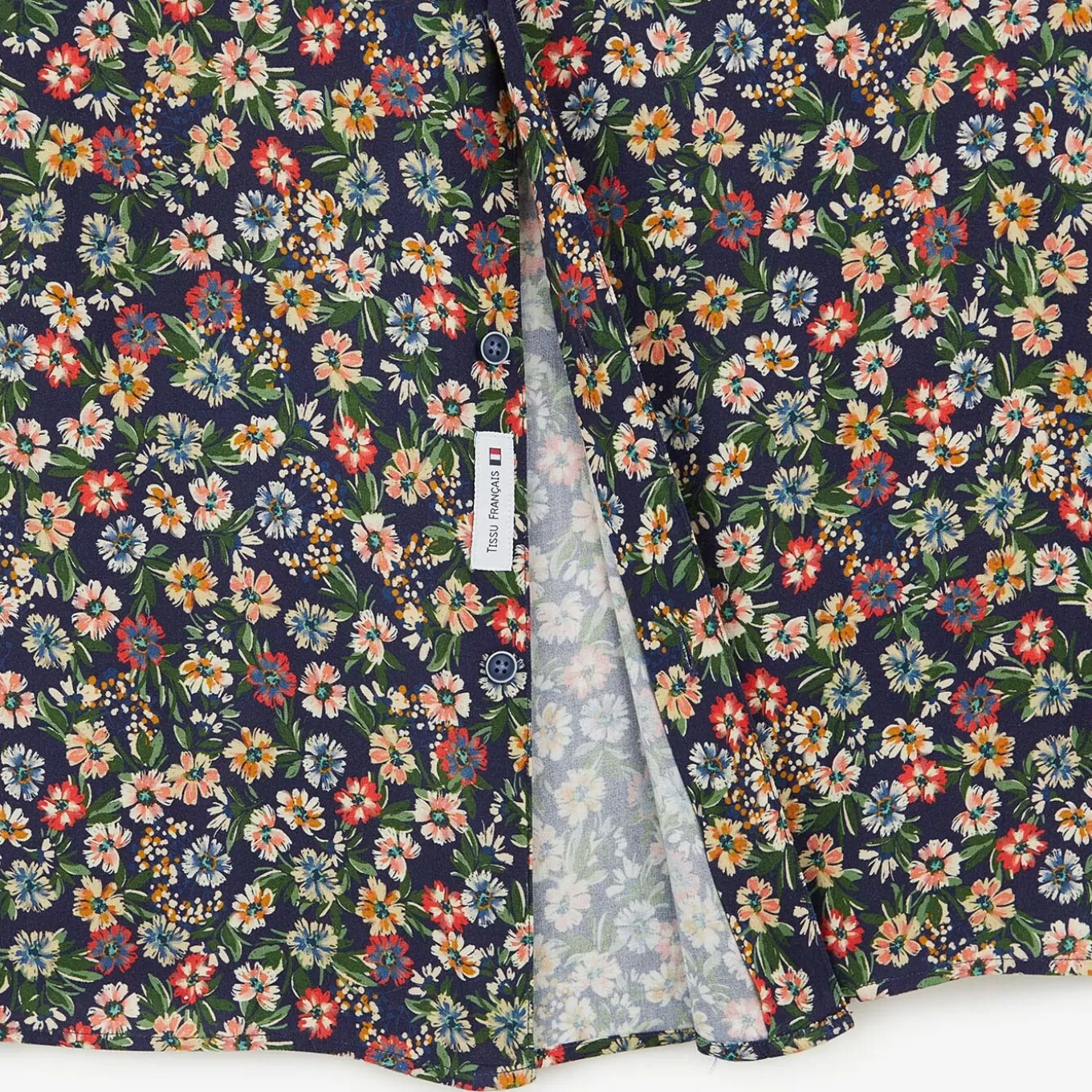 SERGE BLANCO® Shirts^Dark blue shirt with multi-colored floral print with long sleeves