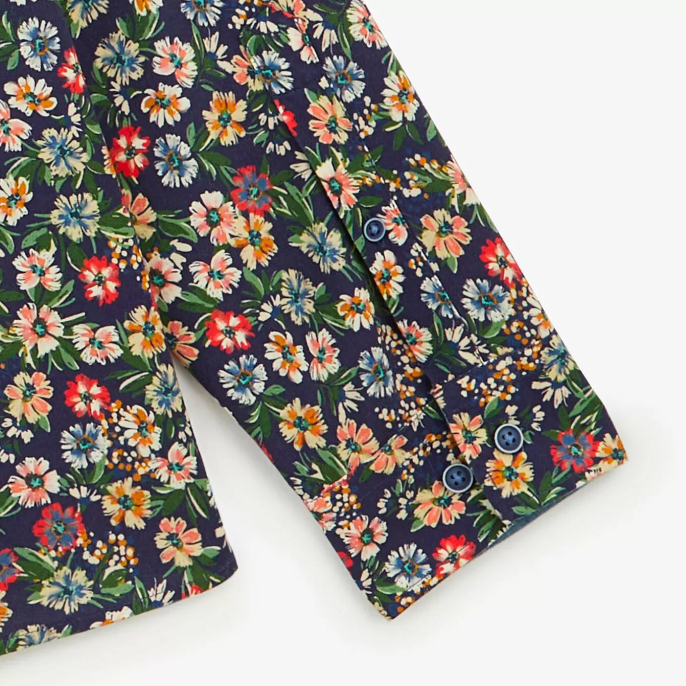 SERGE BLANCO® Shirts^Dark blue shirt with multi-colored floral print with long sleeves