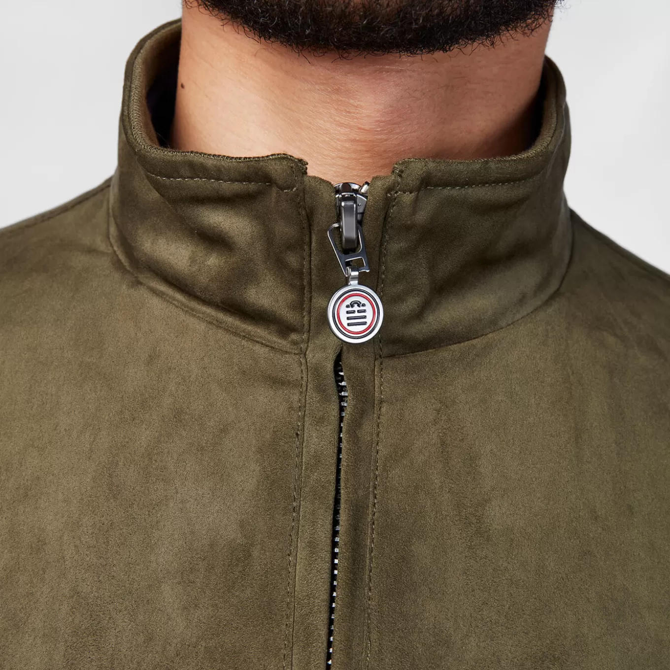 florent_zipped_jacket_in_military_suede_3.webp SERGE BLANCO® Coats And Jackets^Florent zipped jacket in military suede