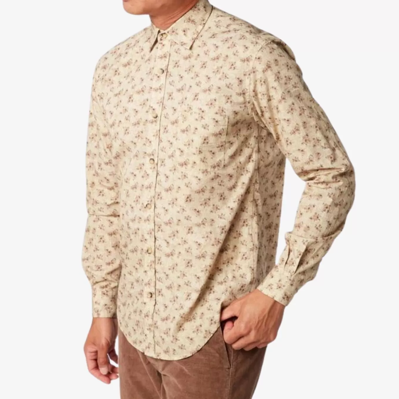 SERGE BLANCO® Shirts^Men's yellow vintage flower print slim fit shirt
