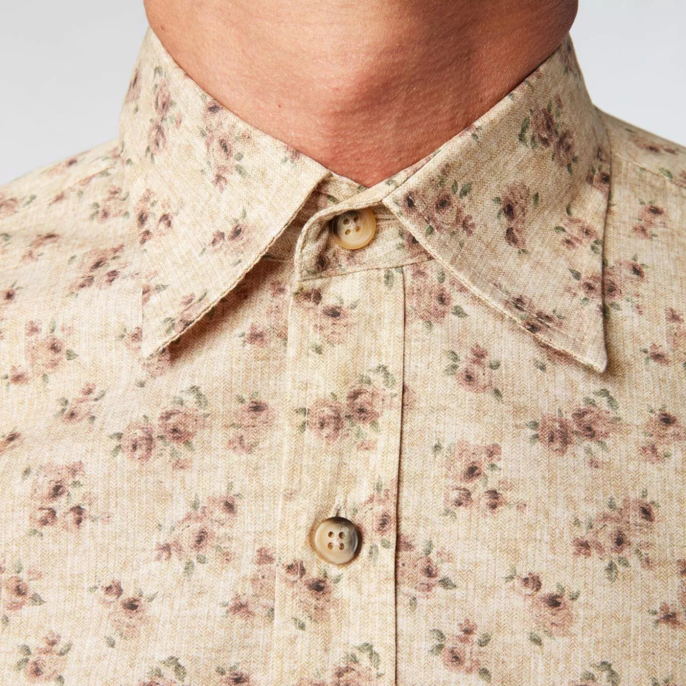 SERGE BLANCO® Shirts^Men's yellow vintage flower print slim fit shirt