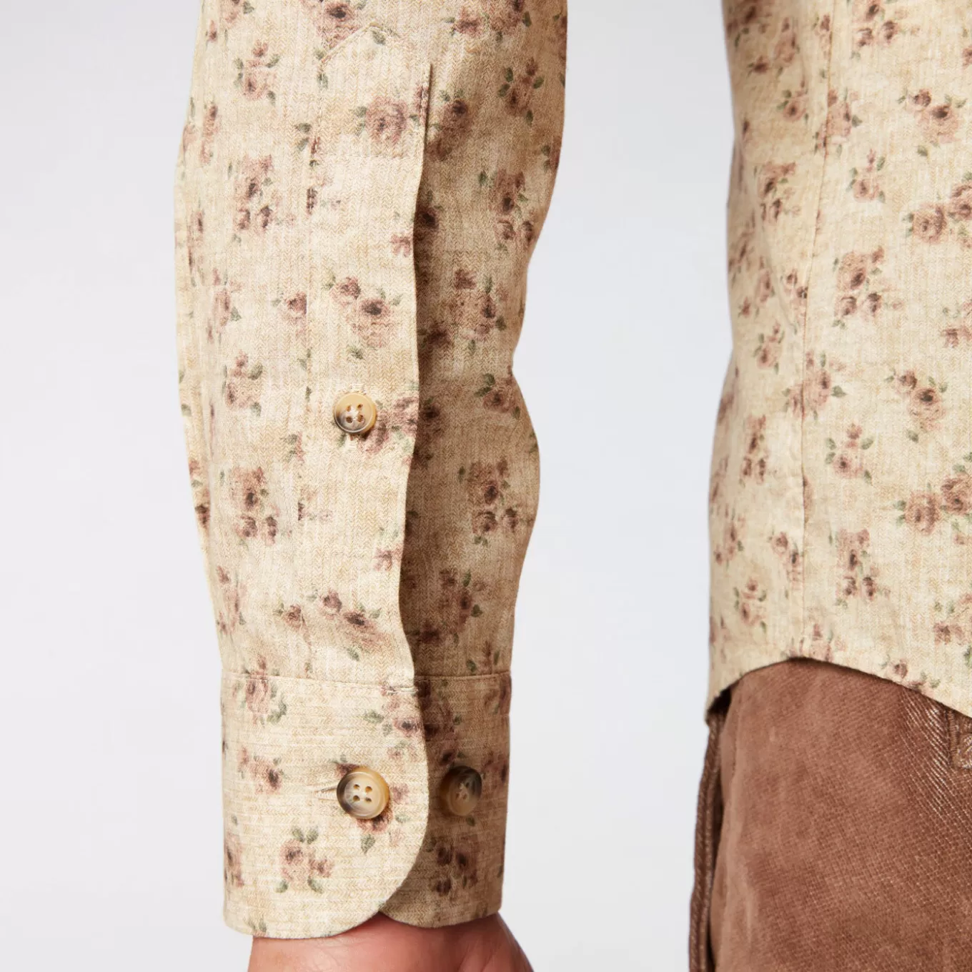 SERGE BLANCO® Shirts^Men's yellow vintage flower print slim fit shirt