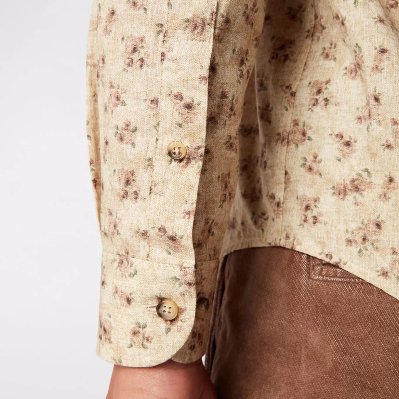 SERGE BLANCO® Shirts^Men's yellow vintage flower print slim fit shirt