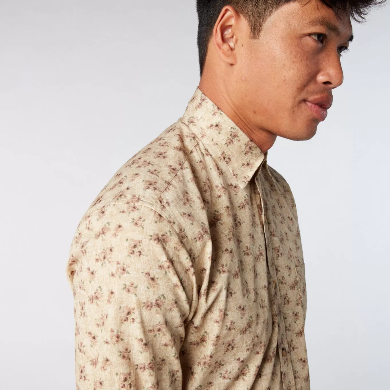 SERGE BLANCO® Shirts^Men's yellow vintage flower print slim fit shirt
