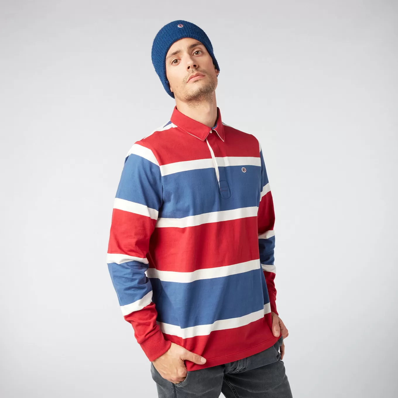 SERGE BLANCO® Polo Shirts^Play rugby polo shirt with red tricolor stripes