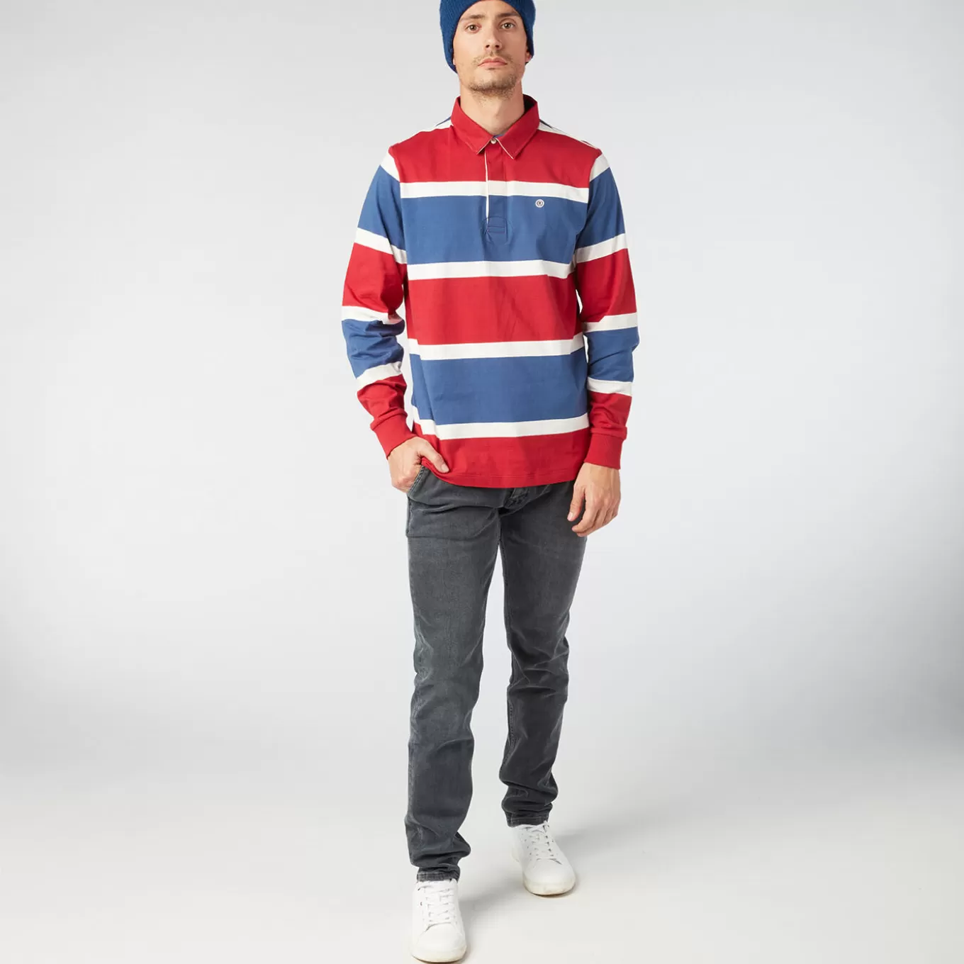 SERGE BLANCO® Polo Shirts^Play rugby polo shirt with red tricolor stripes
